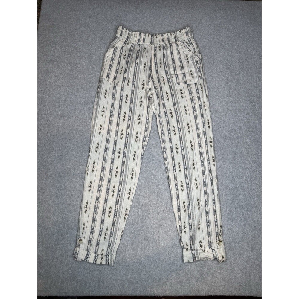 Rewash Linen Blend Pull On Pants XS Beige Ankle Trousers Western Aztec Boho Flaw